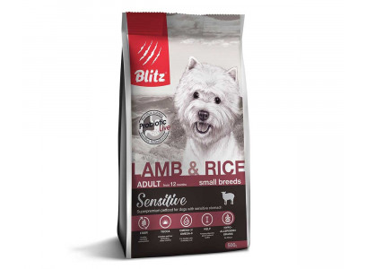 Сухой Корм Blitz (Блиц) Для Собак Мелких Пород с Чувствительным Пищеварением Ягненок и Рис Sensitive Lamb & Rice Adult Dog Small Breeds 500г 680627 