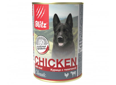 Консервы Для Собак и Щенков Blitz (Блиц) Курица и Телятина Classic Dog Chicken & Veal Minced 400г 681563 