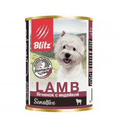 Консервы Для Собак и Щенков Blitz (Блиц) с Чувствительным Пищеварением Ягненок и Индейка Паштет Sensitive Dog Lamb & Turkey Pate 400г 680962