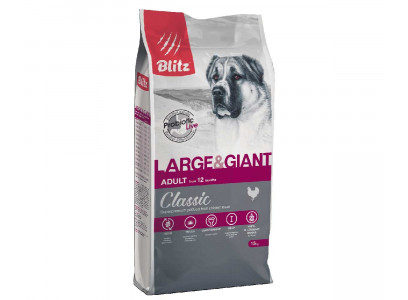 Сухой Корм Blitz (Блиц) Для Собак Крупных Пород Курица Classic Large & Giant Breeds Adult Dog 15кг 680092 