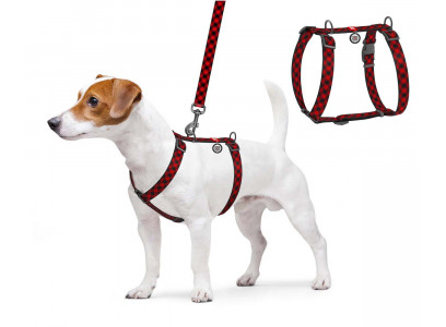 Шлея Для Собак Collar Waudog (Колар Ваудог) Nylon С Qr-Паспортом S 15мм/30-40/30-50см Шотландка Красная 5601
