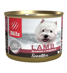 Консервы Для Собак и Щенков Blitz (Блиц) с Чувствительным Пищеварением Ягненок и Индейка Паштет Sensitive Dog Lamb & Turkey Pate 200г 681464