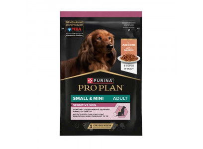 Влажный Корм ProPlan (ПроПлан) Для Собак Мелких Пород с Чувствительным Пищеварением Лосось в Соусе Adult Salmon 85г (1*24) 