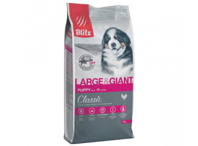 Сухой Корм Blitz (Блиц) Для Щенков Крупных Пород Курица и Рис Classic Puppy Large & Giant 15кг 681587 
