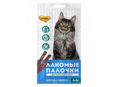 Лакомство Мнямс Палочки 13,5см Форель/Лосось 3шт*5г 