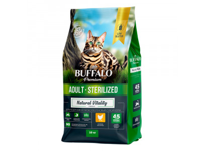 Сухой Корм Mr.Buffalo (Мистер Буффало) Для Стерилизованных Кошек Курица Adult Sterilized 10кг B114 