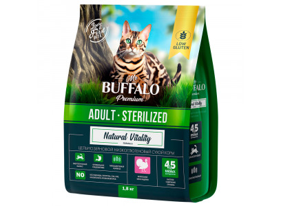 Сухой Корм Mr.Buffalo (Мистер Буффало) Для Стерилизованных Кошек Индейка Adult Sterilized 1,8кг B116 