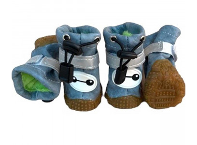 Сапожки Для Собак Миниатюрных Пород Pet Fashion (Пет Фешн) Пуговка 3 Серо/Голубые 