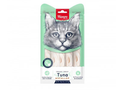 Лакомство Wanpy Cat (Вэнпи Кэт) Для Кошек Нежное Пюре Из Тунца и Гребешка 70г 