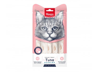 Лакомство Для Кошек Wanpy Cat (Вэнпи Кэт) Нежное Пюре Из Тунца и Креветок 70г 