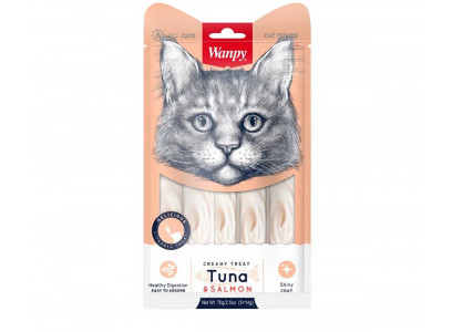 Лакомство Wanpy Cat (Вэнпи Кэт) Для Кошек Нежное Пюре Из Тунца и Лосося 70г 