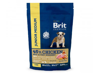 Сухой Корм Brit (Брит) Для Молодых Собак Средних Пород 10-25кг Курица Premium Dog Junior Medium 1кг 5050253 