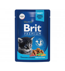 Влажный Корм Brit (Брит) Для Котят Цыпленок в Соусе Premium Cat Chicken Chunks For Kitten 85г (1*24) 5048809