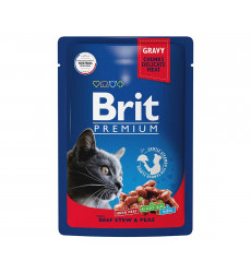 Влажный Корм Brit (Брит) Для Кошек Говядина и Горошек в Соусе Premium Cat With Beef Stew & Peas 85г (1*24) 5048816