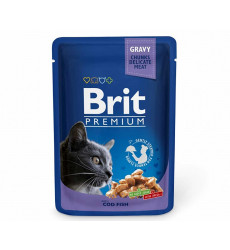 Влажный Корм Brit (Брит) Для Кошек Треска в Соусе Premium Cat With Cod Fish 85г (1*24) 5048847