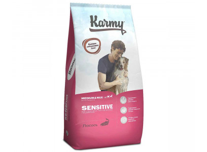 Сухой Корм Karmy (Карми) Для Собак Средних и Крупных Пород с Чувствительным Пищеварением Лосось Sensitive Medium & Maxi Adult Salmon 14кг (1*6) 7873 