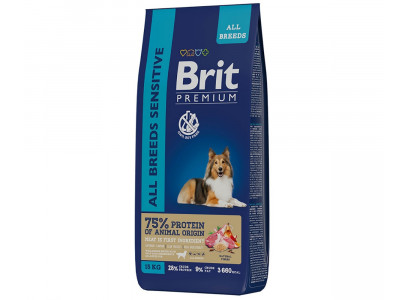 Сухой Корм Brit (Брит) Для Собак с Чувствительным Пищеварением Ягненок, Индейка и Рис Premium Dog Adult Sensitive 15кг 5050055 