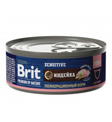 Консервы Brit (Брит) Для Кошек с Чувствительным Пищеварением Индейка Premium By Nature 100г 5051250