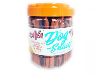 Лакомство Brava (Брава) Для Собак Сушеные Ломтики Из Мяса Куры и Утки 700г /12/