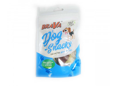 Лакомство Brava (Брава) Для Собак Уши Кролика с Мясом Ягнёнка 90г (1*50)