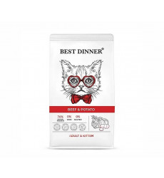 Сухой Корм Best Dinner (Бест Диннер) Для Кошек и Котят Говядина и Картофель Cat Adult Kitten 400г 