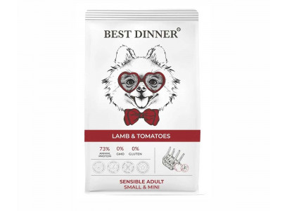 Сухой Корм Best Dinner (Бест Диннер) Собак Мелких Пород с Чувствительным Пищеварением Ягненок и Томат Adult Mini 3кг 