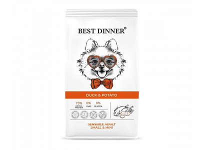 Сухой Корм Best Dinner (Бест Диннер) Для Собак Мелких Пород с Чувствительным Пищеварением Утка и Картофель Adult Mini 3кг 