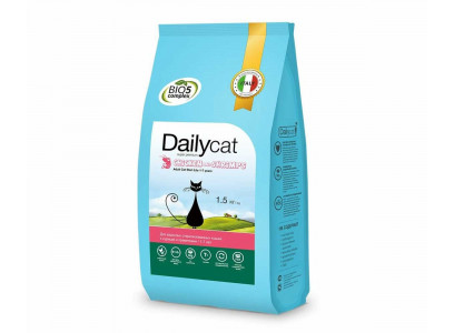 Сухой Корм Dailycat (Дэйликэт) Для Стерилизованных Кошек Курица и Креветки Adult Sterilite 1,5кг (1*8) 