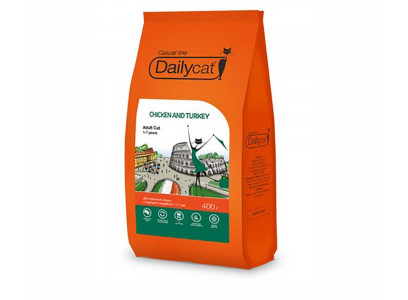 Сухой Корм Dailycat (Дэйликэт) Для Кошек Курица и Индейка Casual Line Adult 400г (1*10) 