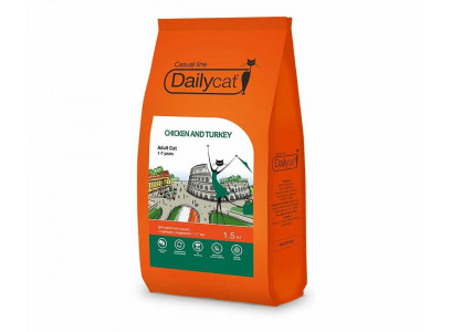 Сухой Корм Dailycat (Дэйликэт) Для Кошек Курица и Индейка Casual Line Adult 1,5кг (1*8) 