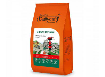 Сухой Корм Dailycat (Дэйликэт) Для Стерилизованных Кошек Курица и Говядина Casual Line Adult Sterilite 1,5кг (1*8) 