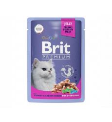 Влажный Корм Brit (Брит) Для Стерилизованных Кошек Индейка и Сыр Желе Premium 85г (1*24) 5050192
