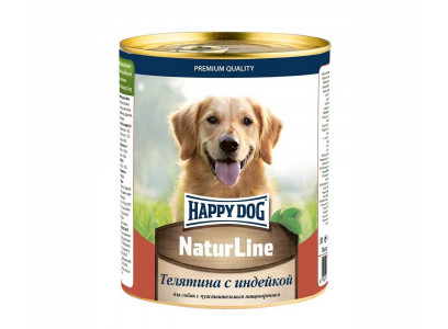 Консервы Happy Dog (Хэппи Дог) Консервы Для Собак с Чувствительным Пищеварением Телятина и Индейка Natur Line 970г 72238 
