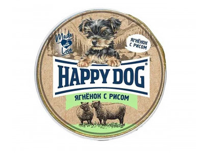 Консервы Happy Dog (Хэппи Дог) Для Собак Мелких Пород с Чувствительным Пищеварением Ягненок и Рис Паштет Natur Line 125г 72253 