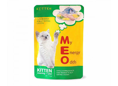 Влажный Корм Meo (Мио) Для Котят Тунец и Курица в Желе 80г 1456
