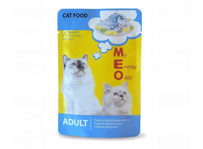 Влажный Корм Meo (Мио) Для Кошек Тунец и Белая Рыба в Желе 80г 1319