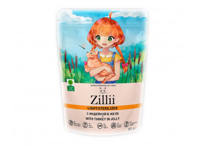 Влажный Корм Zillii (Зилли) Для Стерилизованных Кошек Индейка в Желе Sterilized/Light Cat Turkey 85г 5657053 (1*22) 