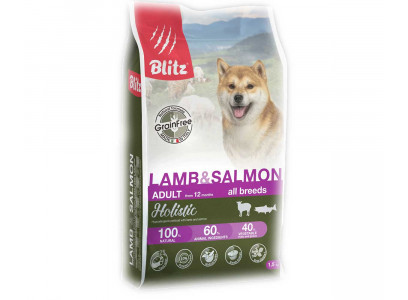 Сухой Корм Blitz (Блиц) Для Собак Ягненок и Лосось Беззерновой Holistic 1,5кг 621272 