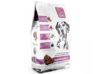 Сухой Корм Clan Classic (Клэн Классик) Для Собак Средних и Крупных Пород Ягненок, Индейка и Бурый Рис Hypoallergenic 23/11 1,25кг (1*6) 