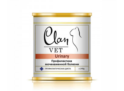 Консервы Clan Vet (Клэн Вет) Для Кошек Профилактика Мочекаменной Болезни Urinary 240г (1*12) 