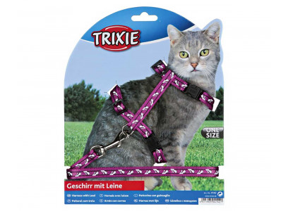 Шлейка Для Кошек с Поводком Trixie (Трикси) 1,2м 35-45см*1см*1,2м Нейлон с Рисунком 4142 