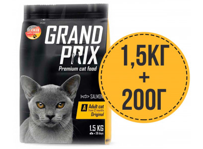 Сухой Корм Grand Prix (Гранд Прикс) Для Кошек Лосось Adult 1,5кг + 200г АКЦИЯ 32197 