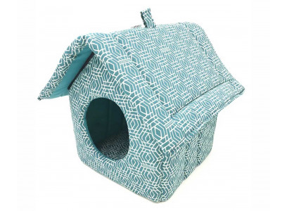 Дом-Изба На Молнии Геометрия Бязь Zooexpress (Зоокэкспресс) №2 44*40*40см 760528 Морская Волна