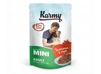 Влажный Корм Karmy (Карми) Для Собак Мелких Пород Телятина в Соусе Mini Adult 80г 7927 