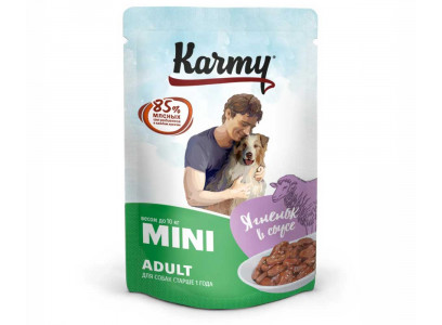 Влажный Корм Karmy (Карми) Для Собак Мелких Пород Ягненок в Соусе Mini Adult 80г 7928 