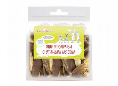 Лакомство Деревенские Лакомства Для Собак Уши Кроличьи с Утиным Мясом Dog Fest 500г 928887667 