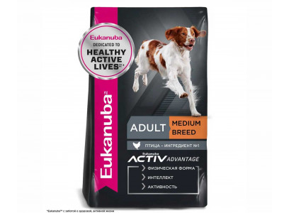 Сухой Корм Eukanuba (Эукануба) для Собак Средних Пород Курица Adult Medium Breed 800г 