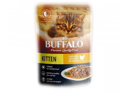 Влажный Корм Mr.Buffalo (Мистер Буффало) Для Котят Нежный Цыпленок в Соусе Kitten 85г (1*28) B309 