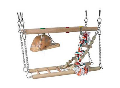 Лестница Trixie (Трикси) Для Хомяка Подвесная Двойная с Веревкой 27,5*10,5*16см Дерево 6273  