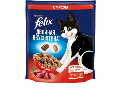 Сухой Корм Felix (Феликс) Двойная Вкуснятина Для Кошек Мясо 600г (1*8) 